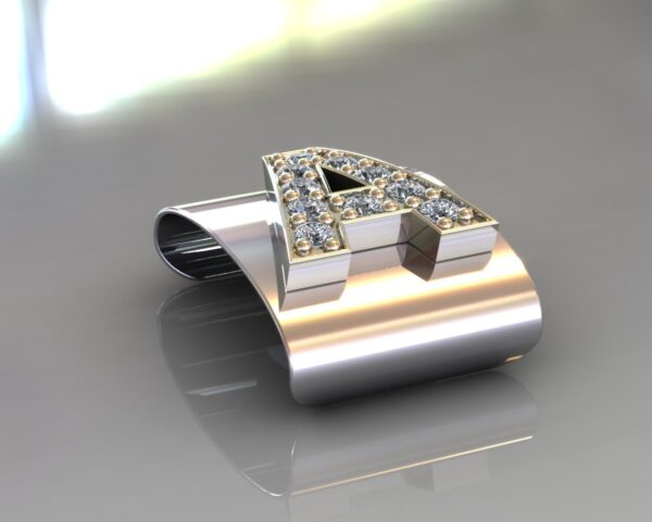 Time APP Metal Bracelet Luxury Line A letter White Gold White Diam Steel 4 Persp 2