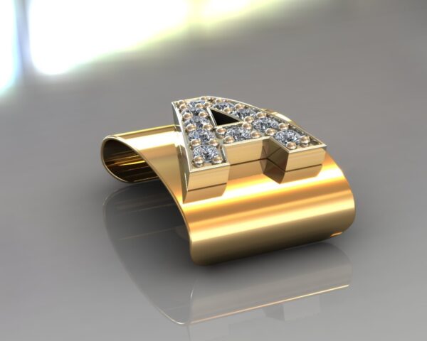 Time APP Metal Bracelet Luxury Line A letter White Gold White Diam Yellow 9 Persp 2 1 1